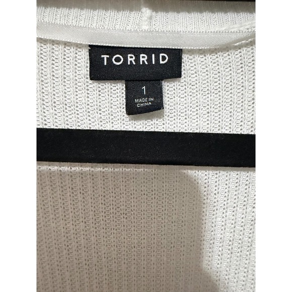 Torrid White Striped Knit Cardigan Sweater Open Front‎ Plus Size - Picture 2 of 5